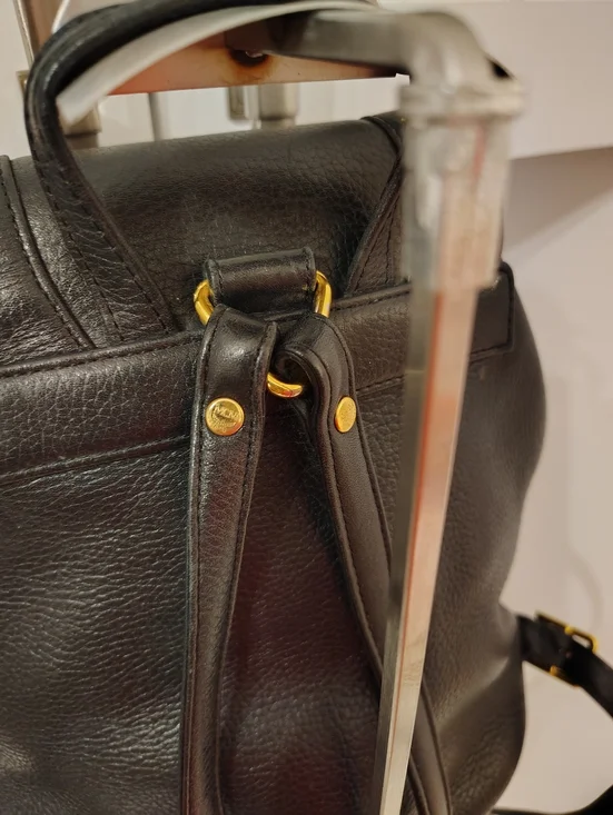 MCM Black Leather Visetos Logo Backpack with Gold Hardware - Picture 3 of 15